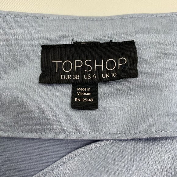 Top Shop Sateen Mini Slip Dress - Pale Blue, Size 6 - Picture 2 of 5
